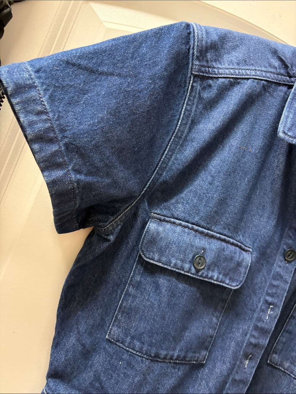 Outerknown Indigo Denim Short-Sleeve Jumpsuit - Picture 6 of 7